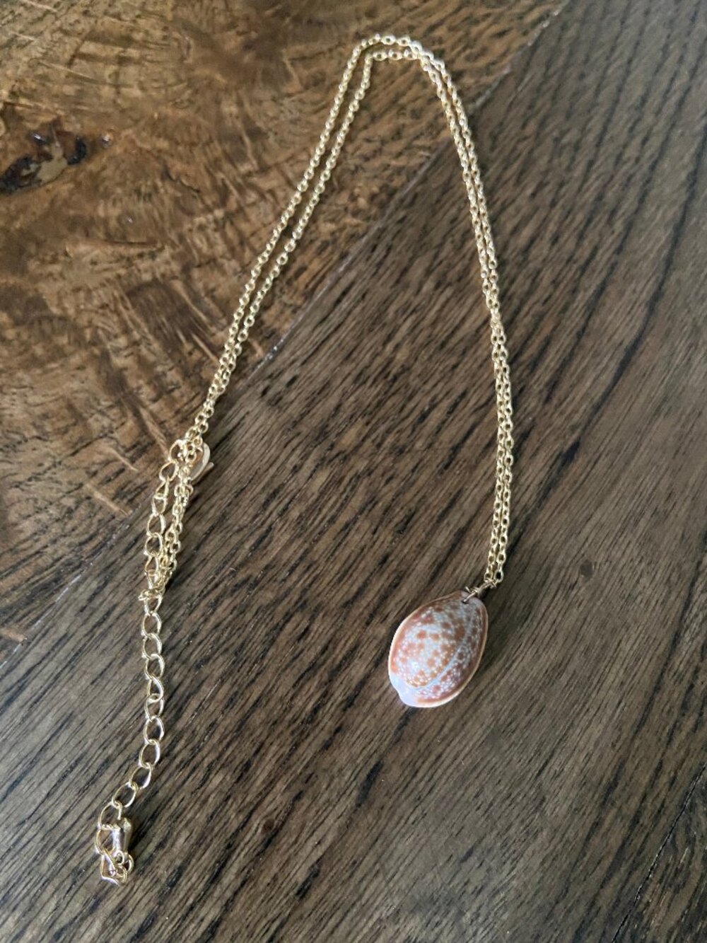 Cowrie shell necklace, gold filled chain, made in Hawaii